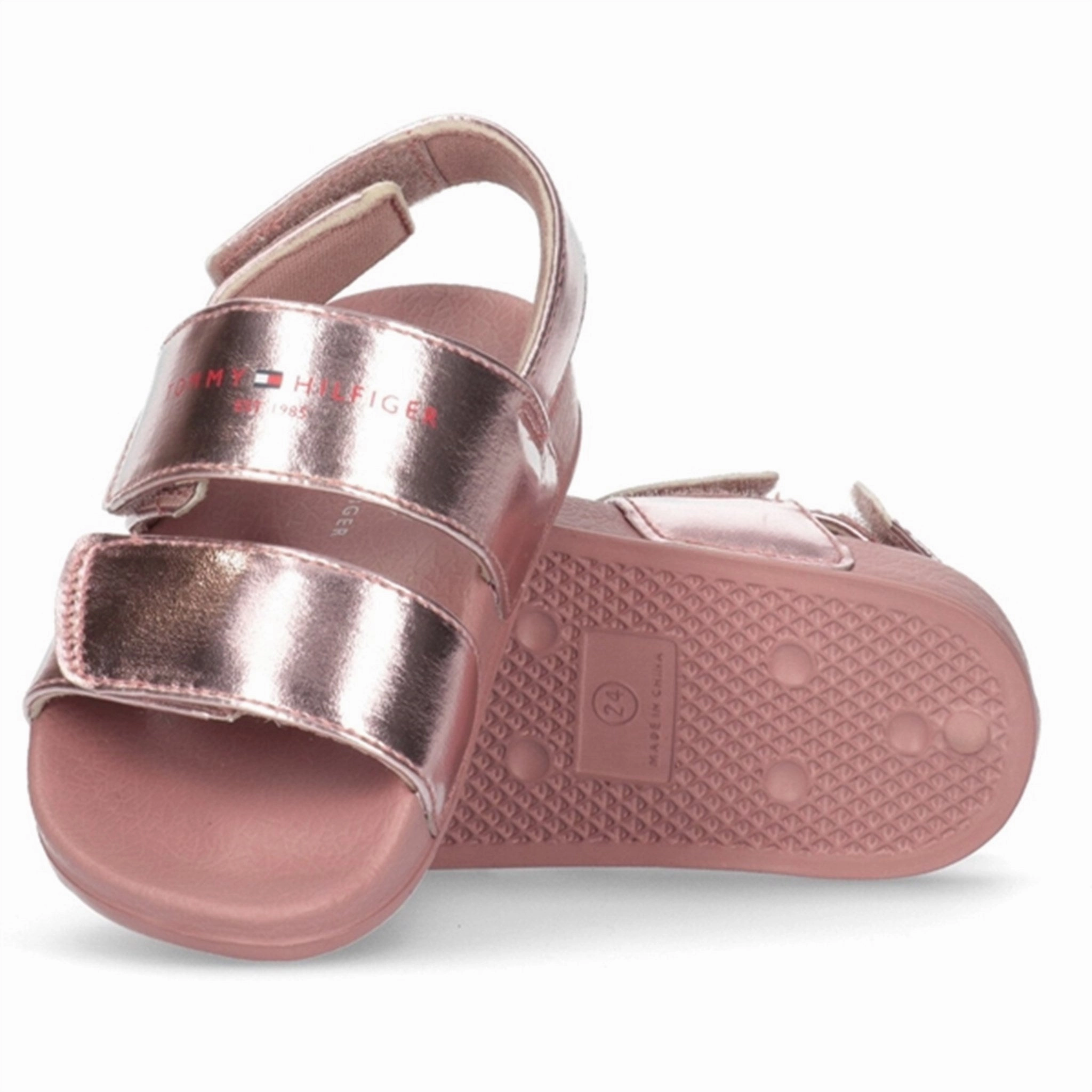Tommy Hilfiger Logo Velcro Sandal Rose Gold Cool Experience