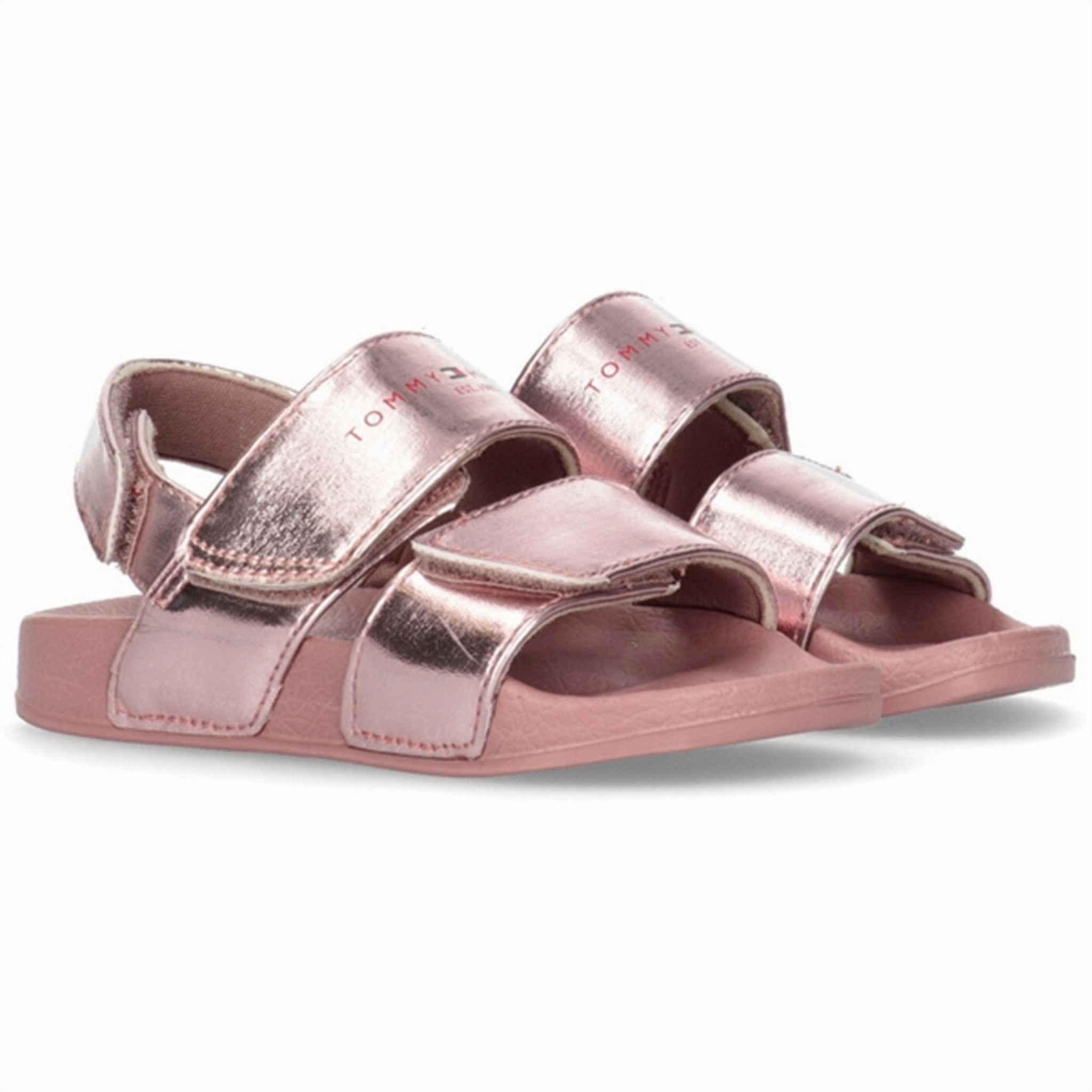 Structured Motion Tommy Hilfiger Logo Velcro Sandal Rose Gold