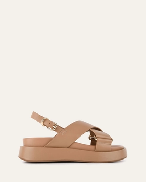 Marley Flat Sandals Tan Leather City-Ready Wear