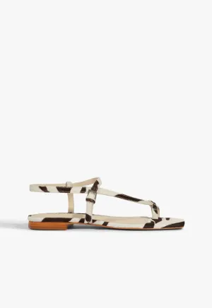 Responsive Fit Design-Led Lisa Animal Print Leather Flat Sandal