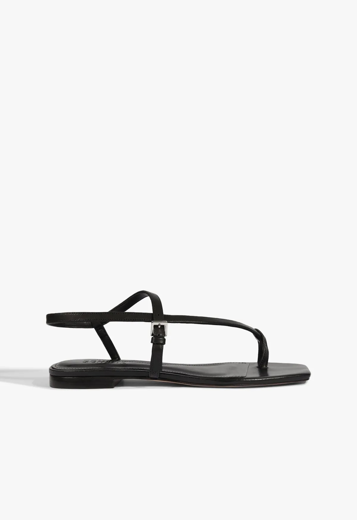 Lisa Black Leather Flat Sandal Crafted Clarity