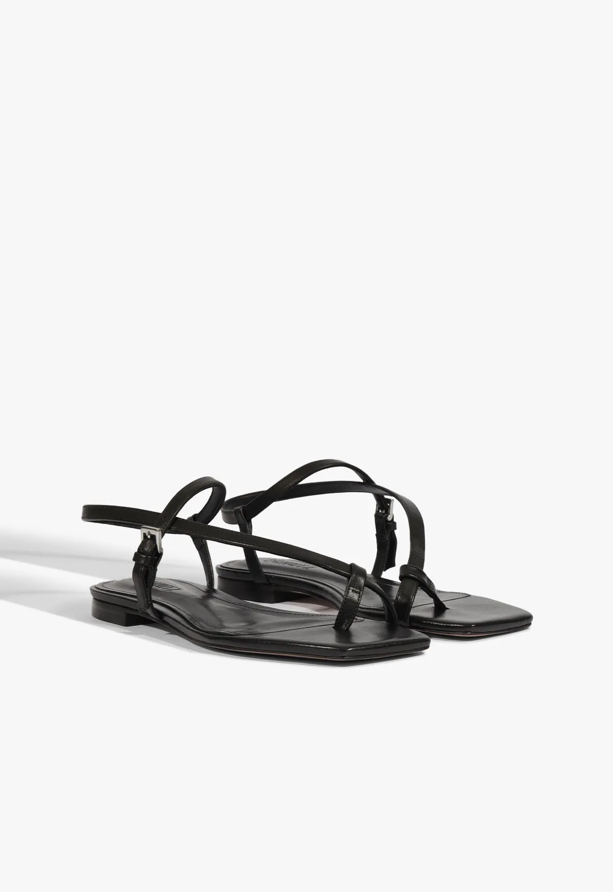 Soft Power Driven By Comfort Lisa Black Leather Flat Sandal