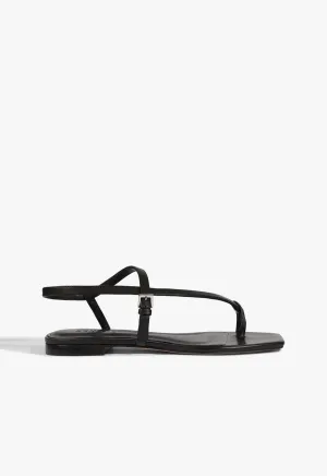 Lisa Black Leather Flat Sandal Crafted Clarity