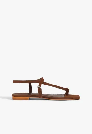 Daily Clarity Lisa Brown Suede Flat Sandal