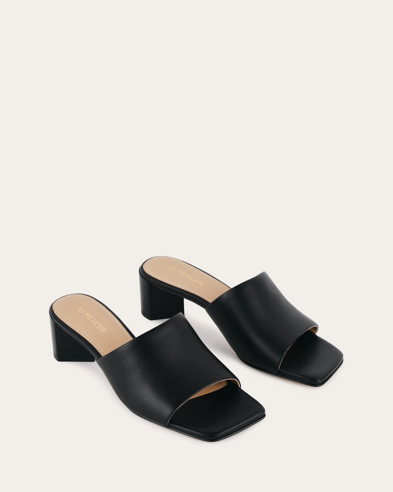 Herbie Mid Heel Sandals Black Leather Ease Daily
