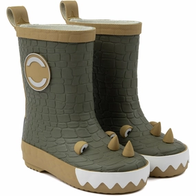 Mikk-Line Dusty Olive Dragon 3D Wellies Refined Tone