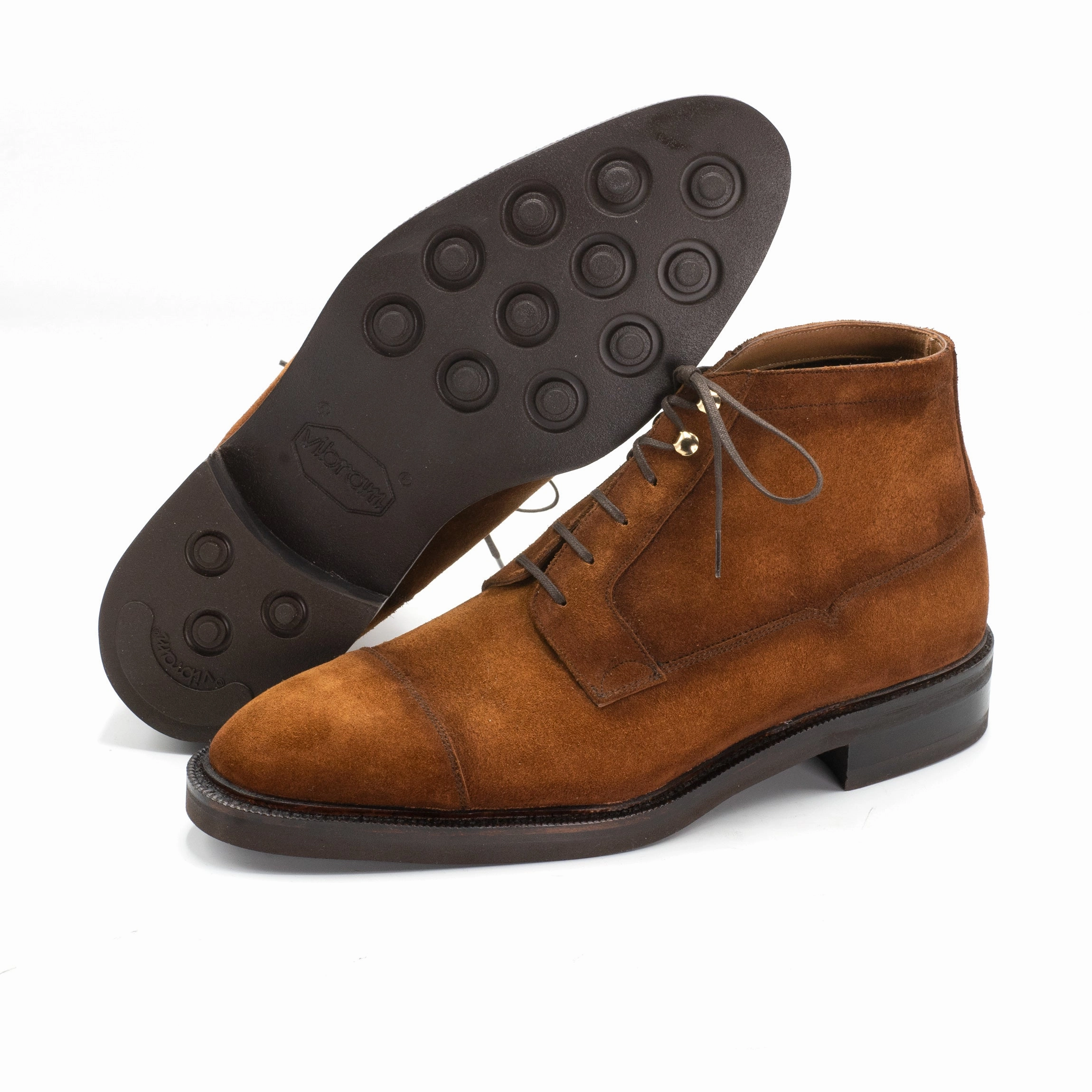 Refined Minimalism Clean Aesthetic Ramon Balmoral Derby Boot Mto - Cognac Suede
