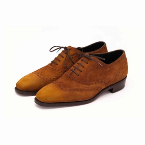 Alvaro Full Brogue Wingtip Oxford - Amber Handmade Patina Anywhere Utility