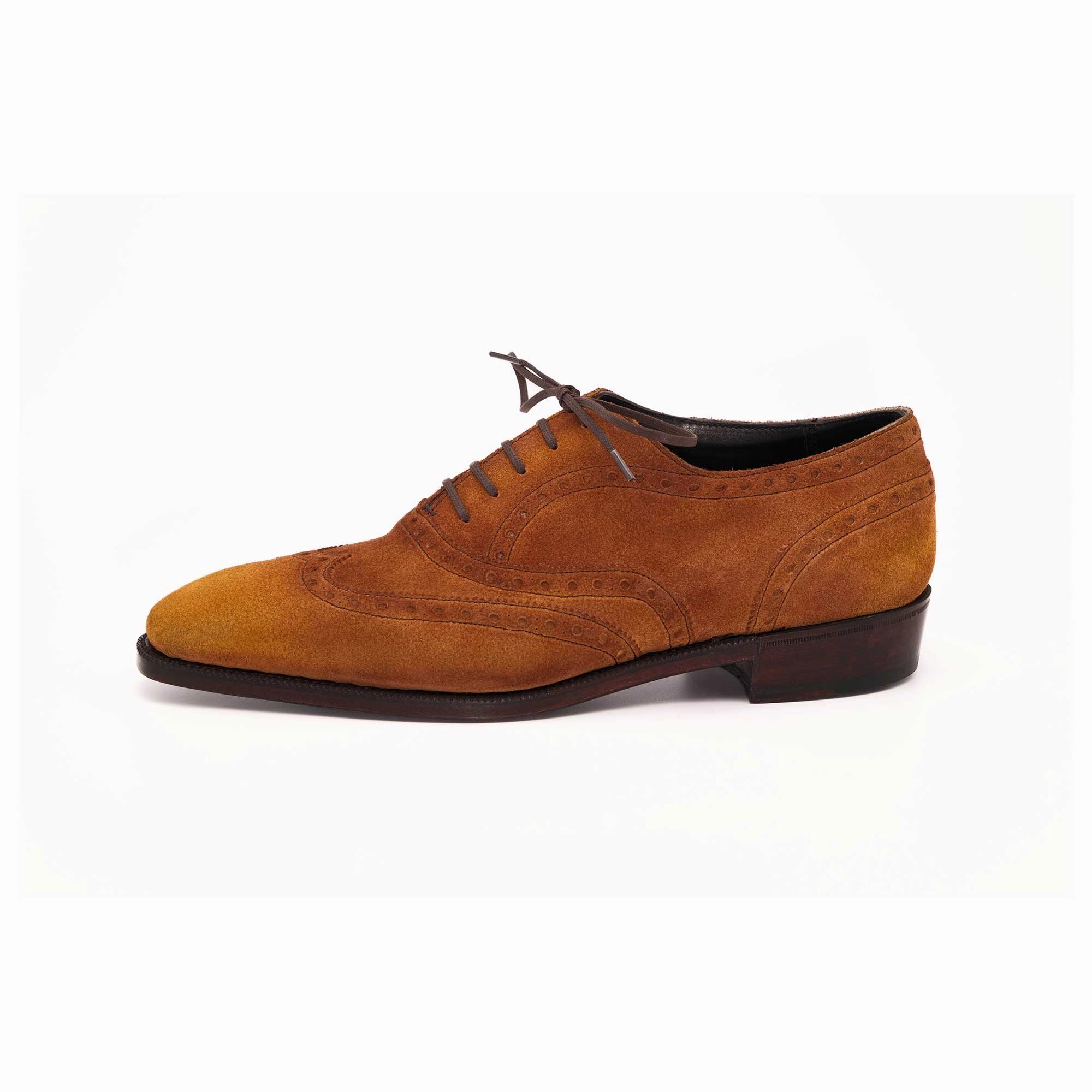 Understated Cool Alvaro Full Brogue Wingtip Oxford - Amber Handmade Patina