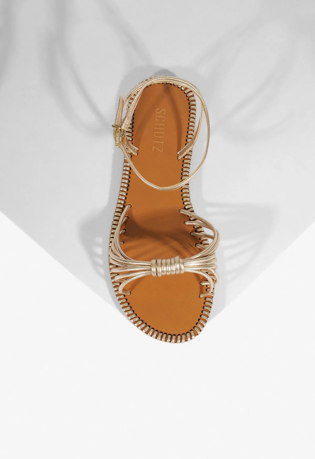 Progressive Living Livia Gold Leather Flat Sandal