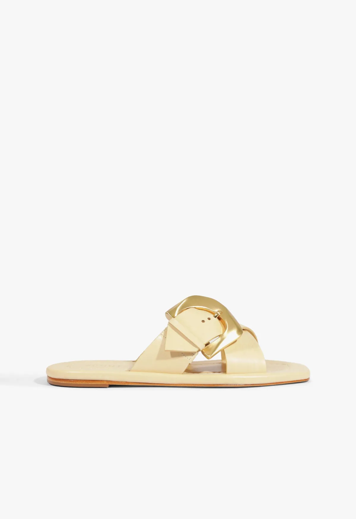 Lois Beige Leather Flat Sandal Motion Elements Relaxed Motion