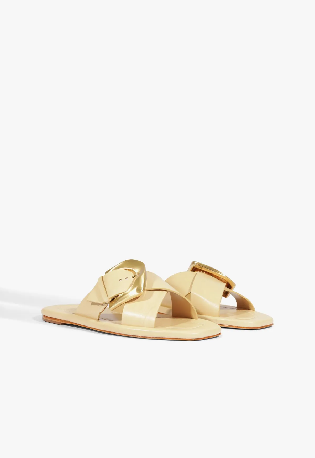 Lois Beige Leather Flat Sandal Layer With Ease Next-Gen Design