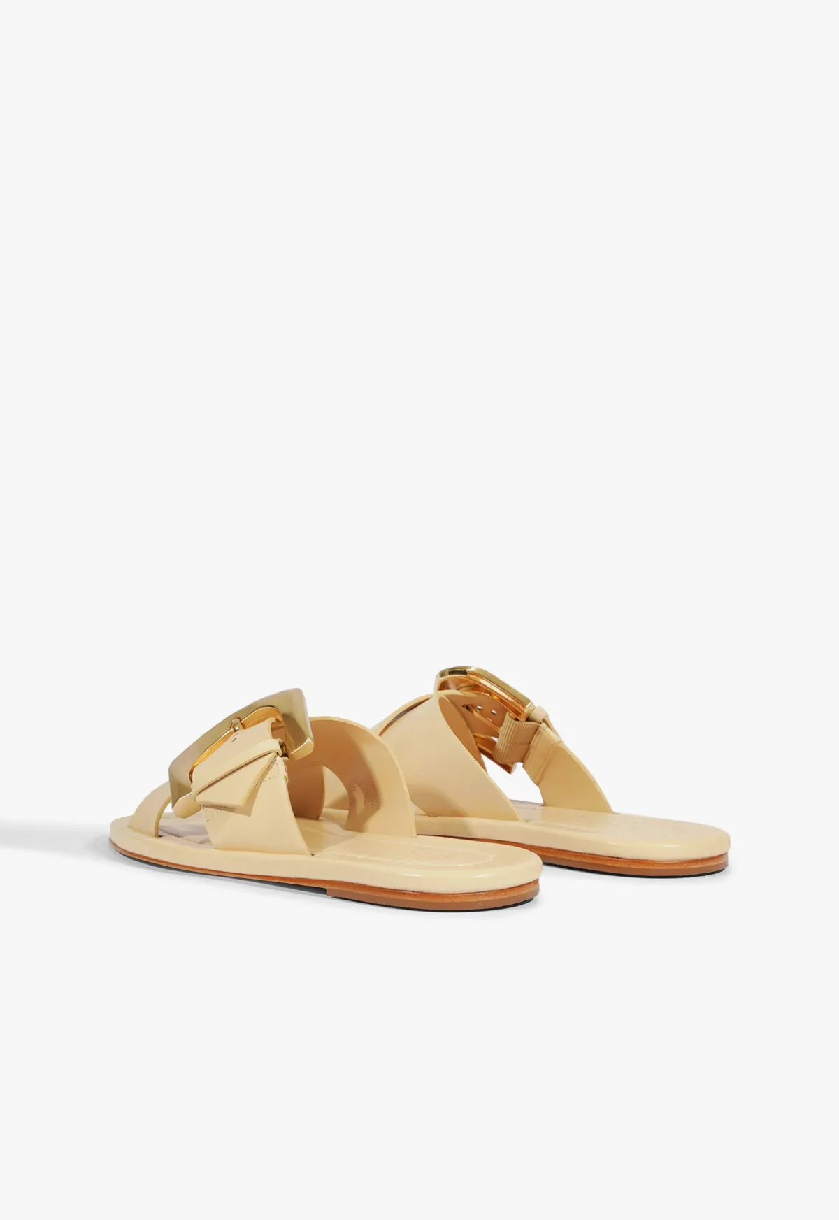 Lois Beige Leather Flat Sandal Pure Expression