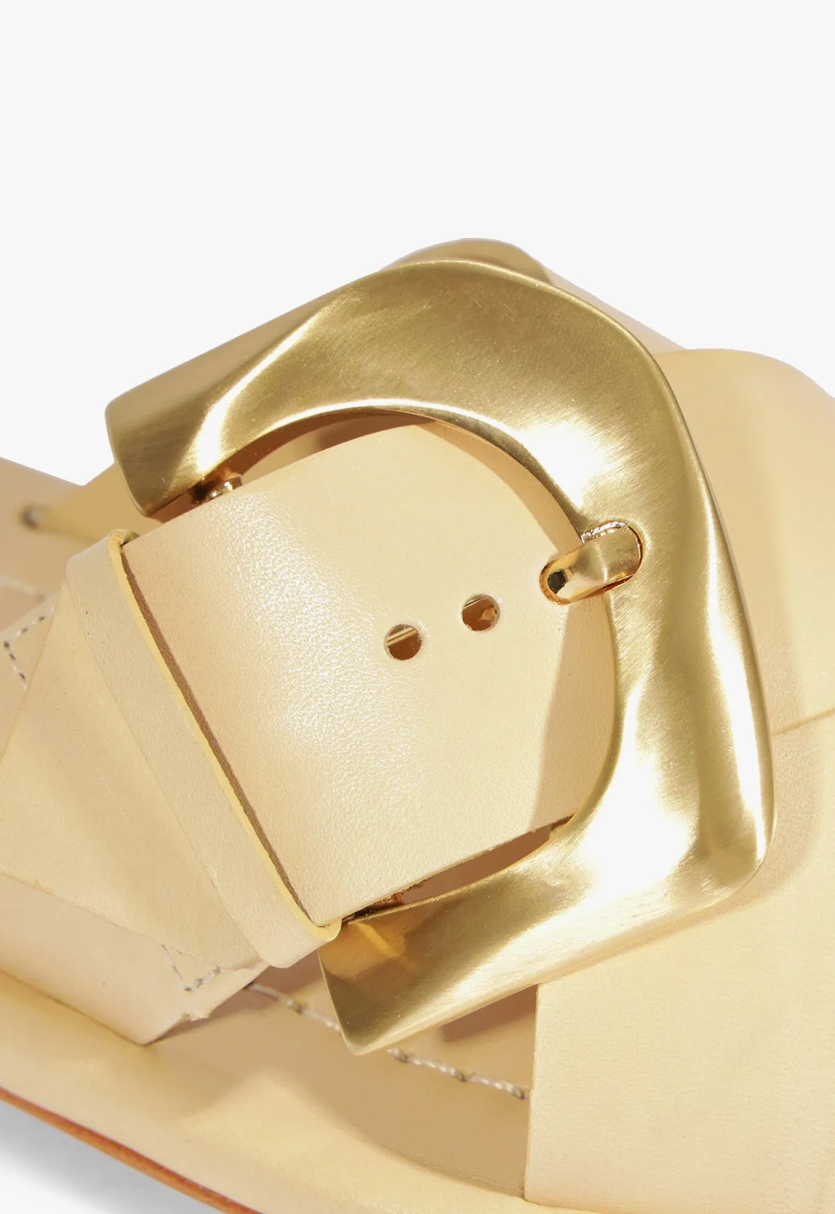 Lois Beige Leather Flat Sandal Adapted Living