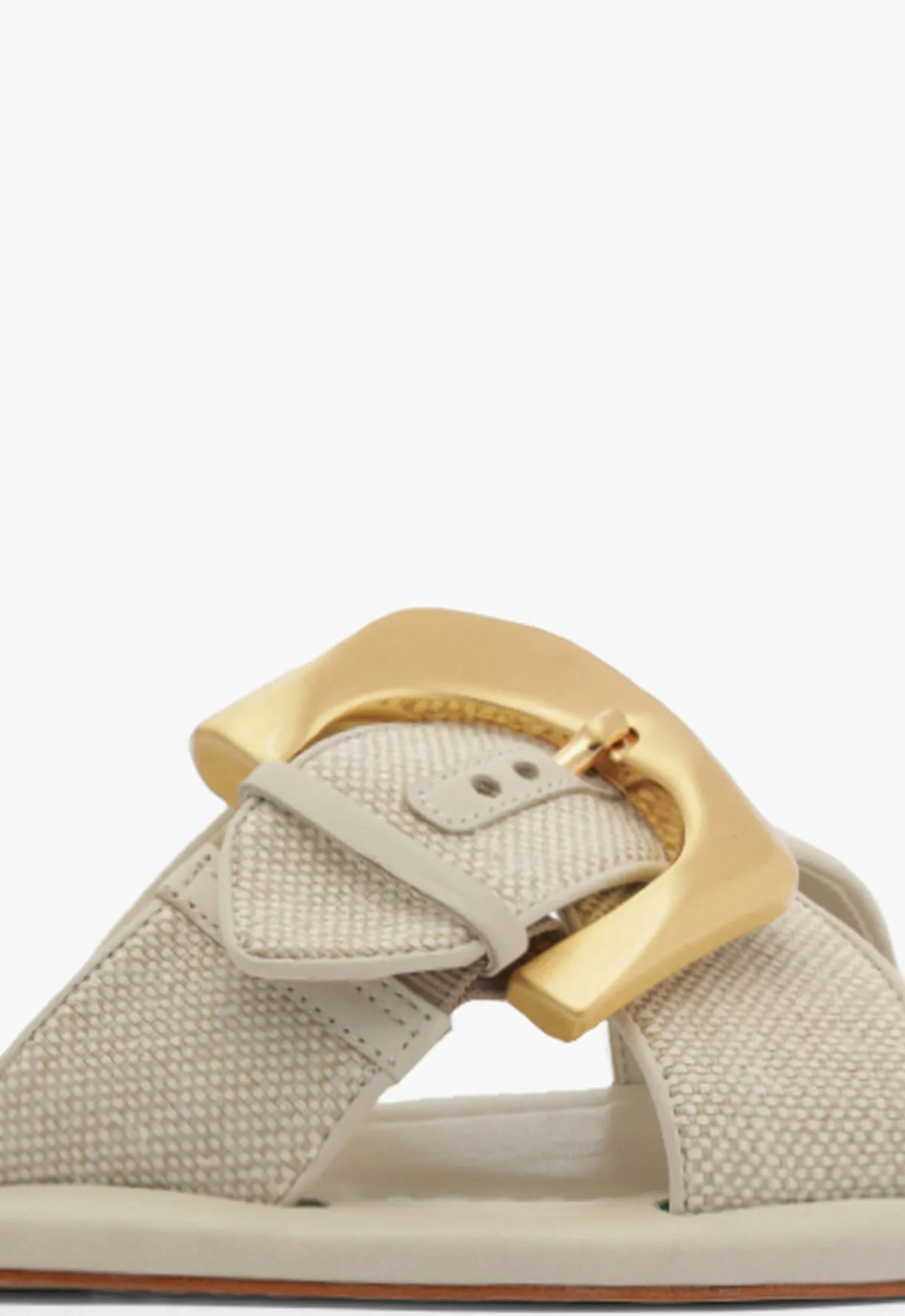 Refined Chill On-The-Go Style Lois Beige Linen Flat Sandal