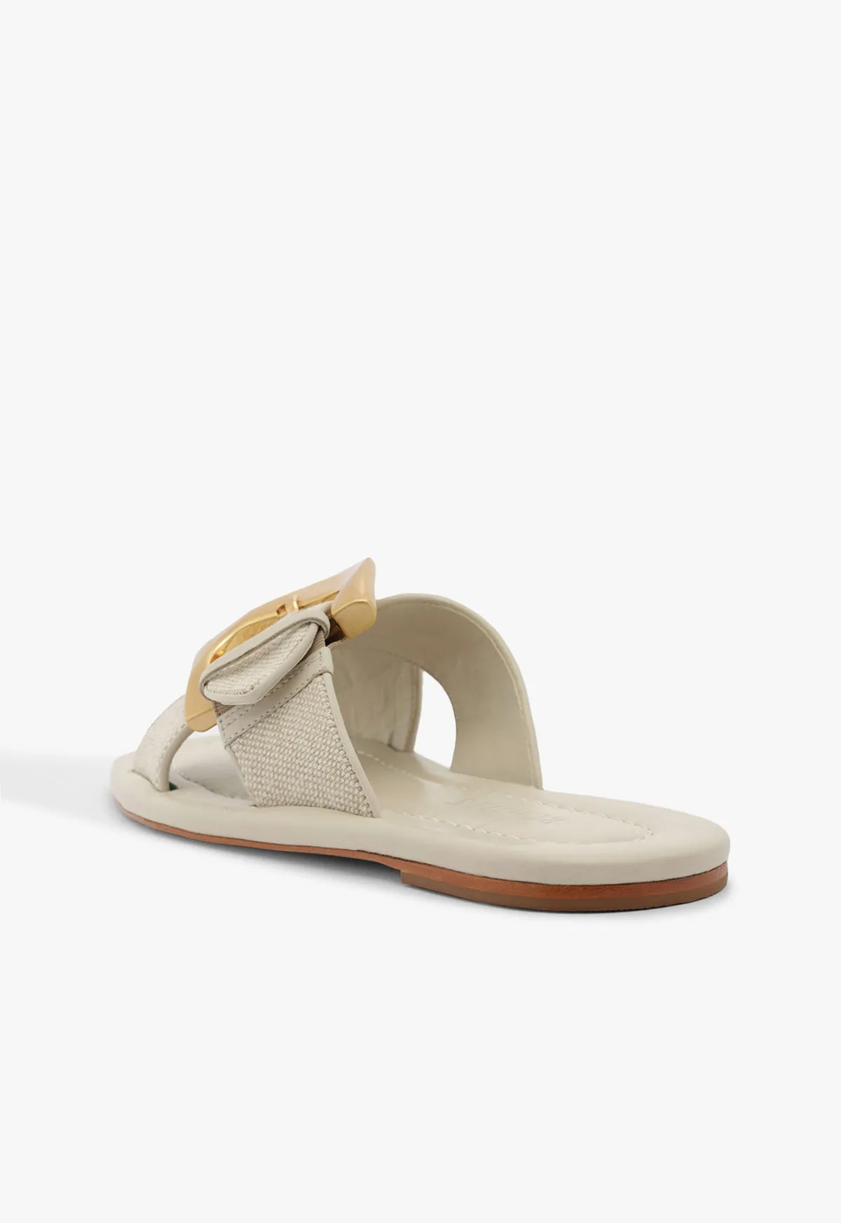 Lois Beige Linen Flat Sandal Intentional Vibe Calm Crafted
