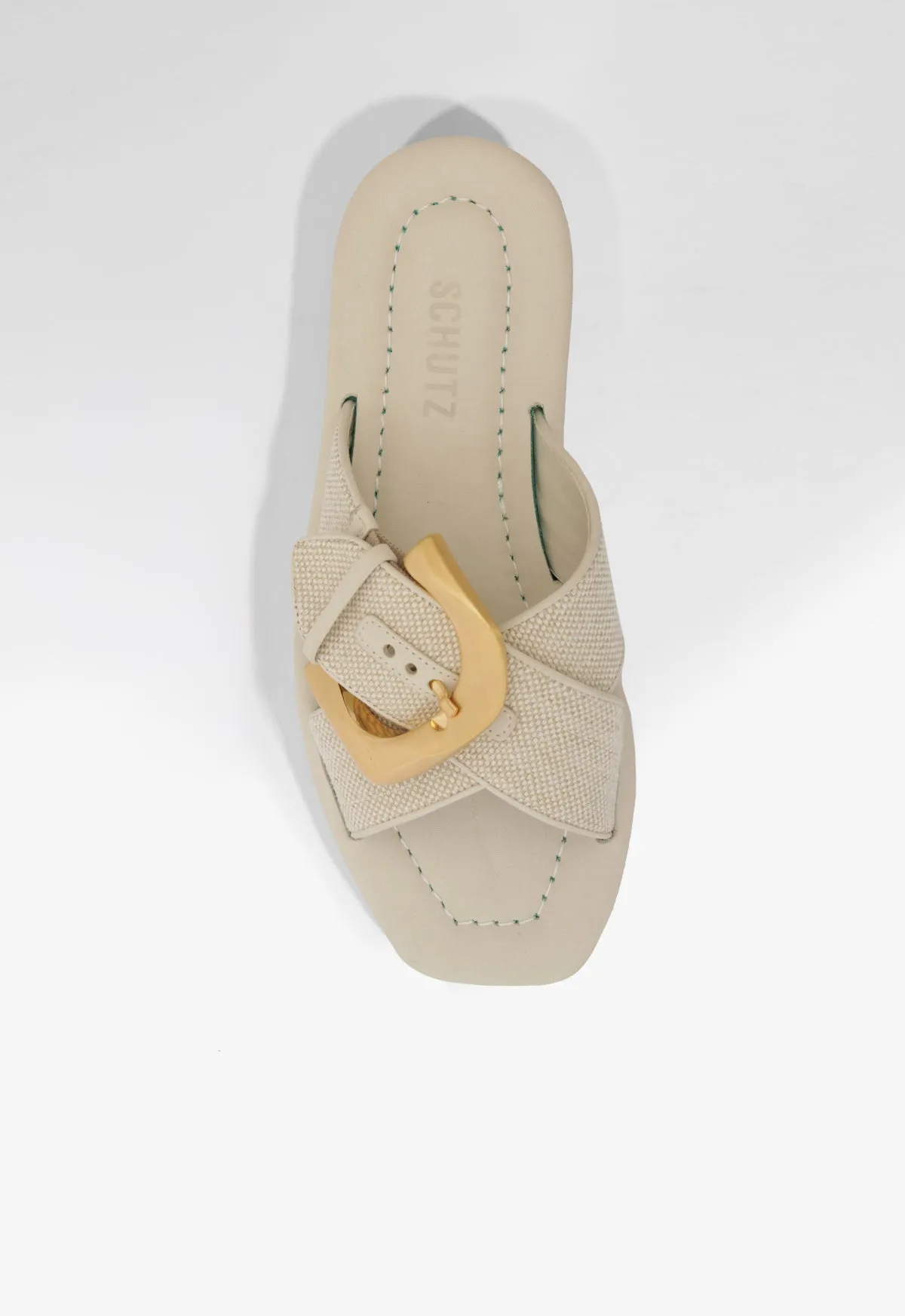 Lois Beige Linen Flat Sandal Structured Freedom Modern Build