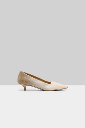 Designed For Pace Engineered For Flow Longiforma Coated Linen Leather Pump In Ivory-Natural