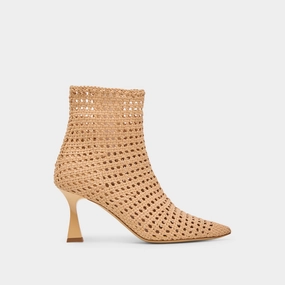 Lonni Booties Light Tan Woven Leather Simple City