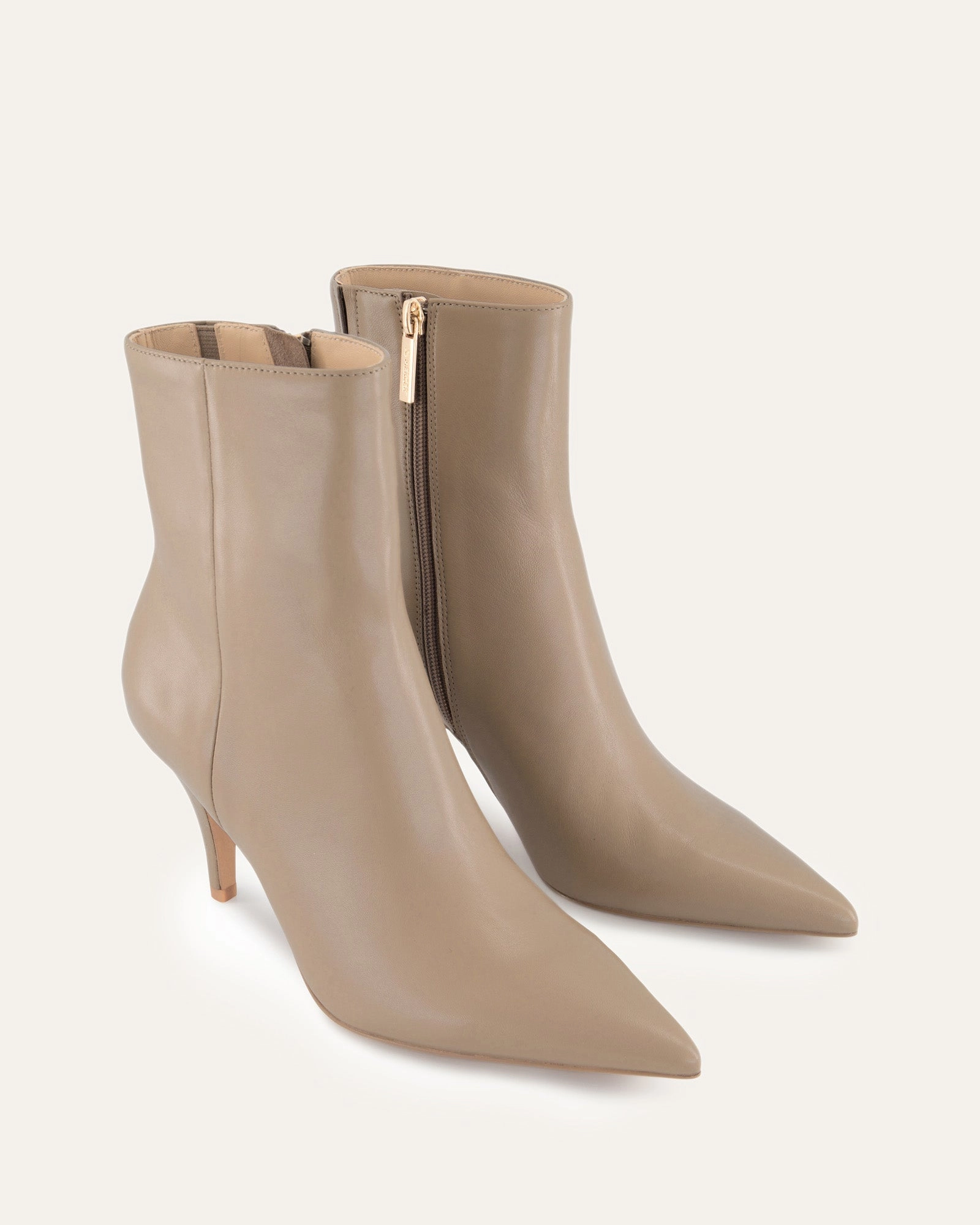 Cool Confidence Lottie High Ankle Boots Taupe Leather