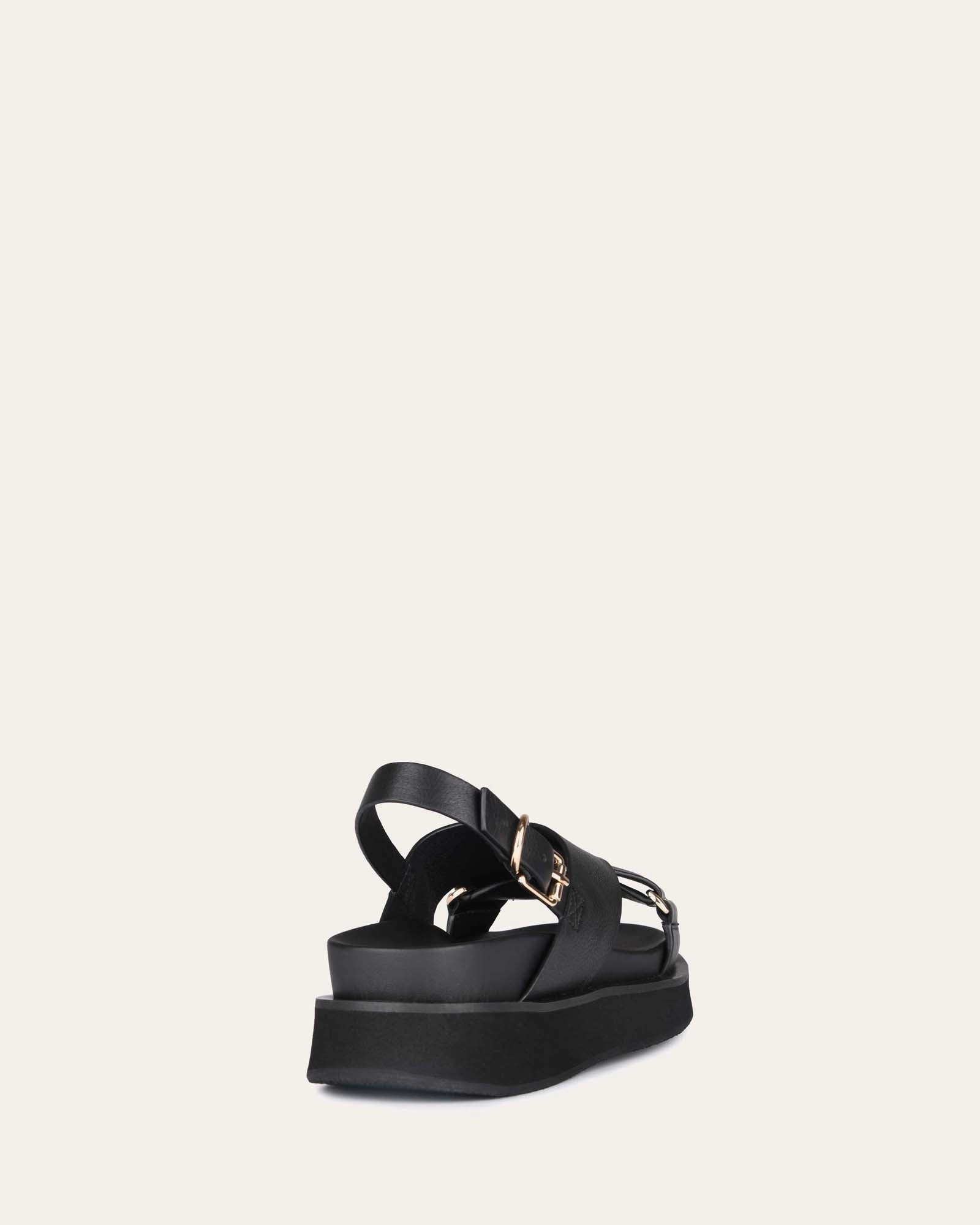 Rhythmic Fit Carry Your Vibe Marley Flat Sandals Black Leather