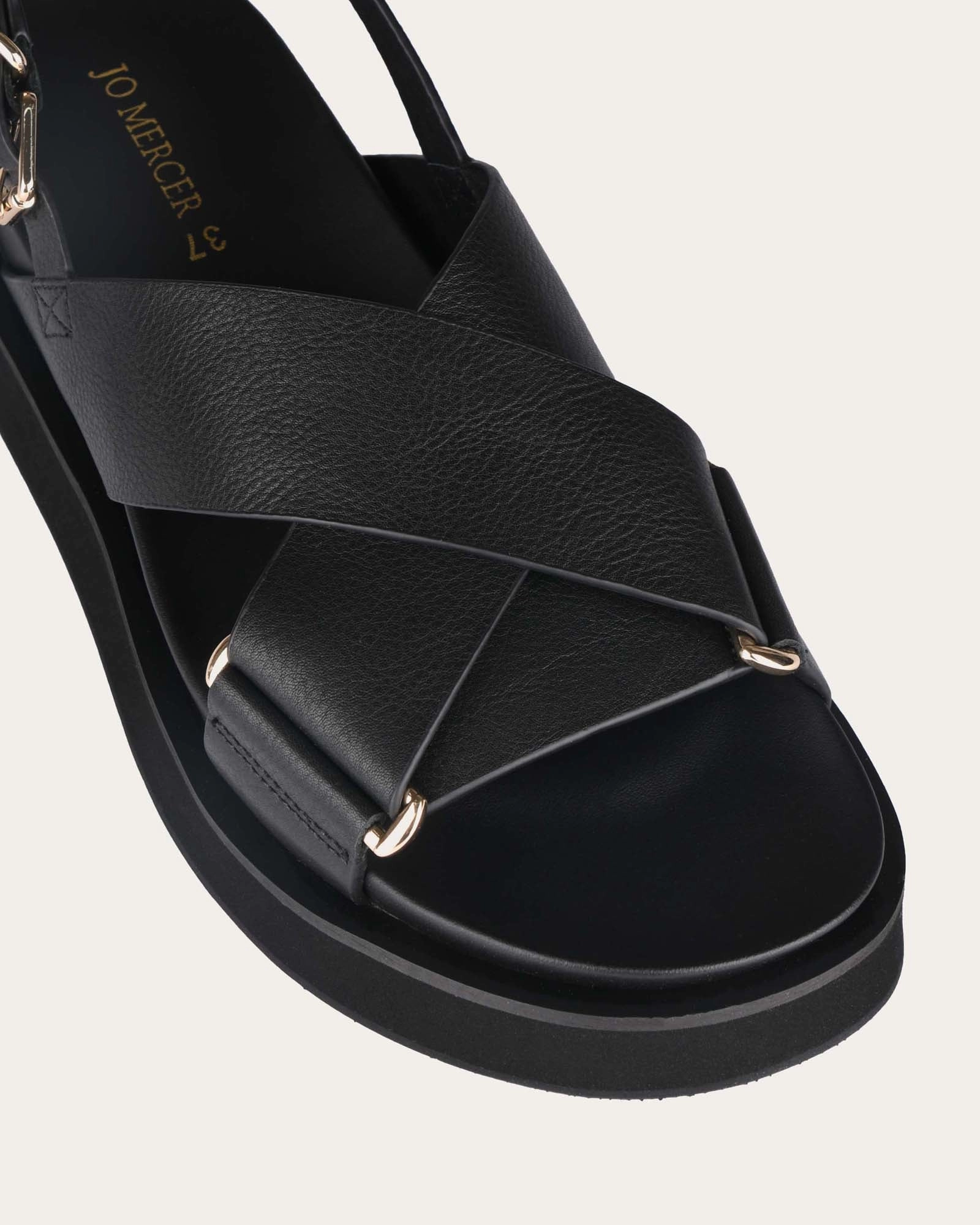 Tech-Forward Fit Marley Flat Sandals Black Leather