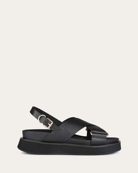 Marley Flat Sandals Black Leather Elevated Basics Modern Casuals