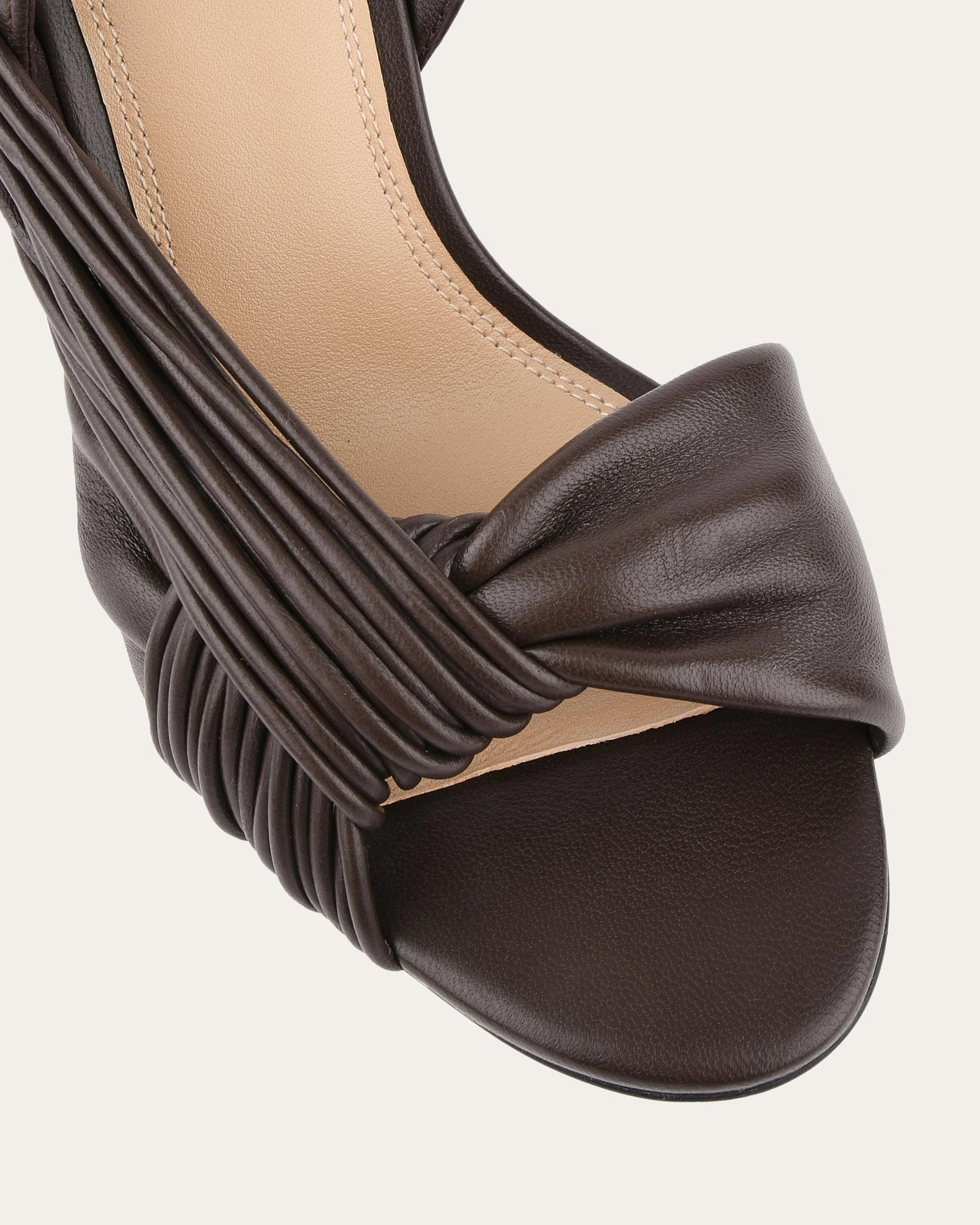 Lucky High Heel Sandals Cacao Leather Clean-Styled Modern Movement Gear
