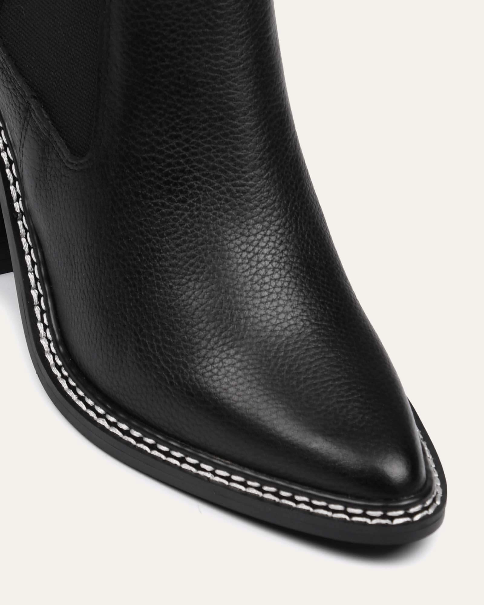 Crafted Minimal Luxe High Ankle Boots Black Leather