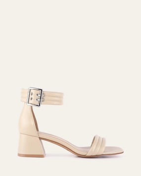 Bold By Design Next-Level Casual Lyric Mid Heel Sandals Sand Leather