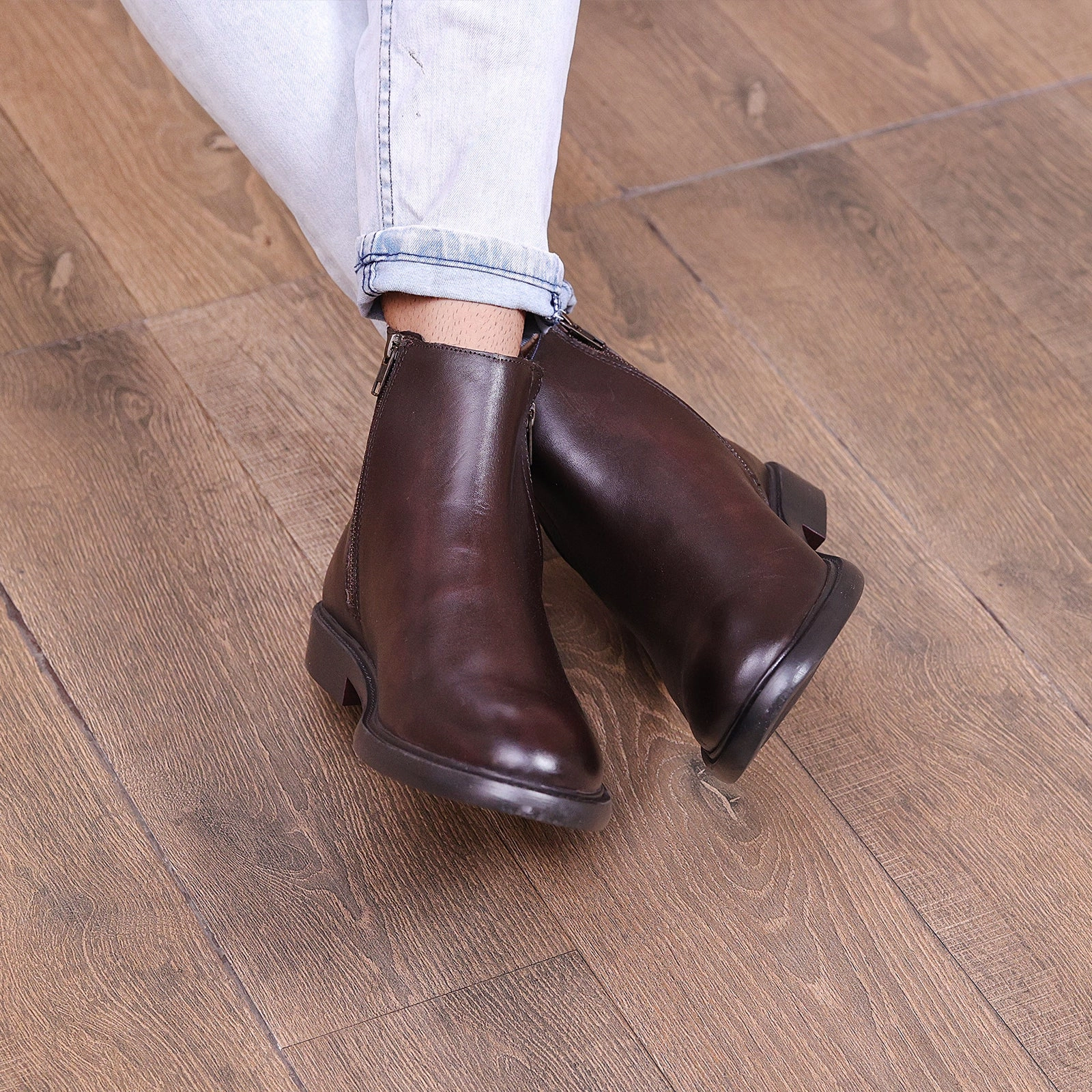 Creative Layers Motion In Mind M-Lf-0200343-Zip-Up Leather Boots