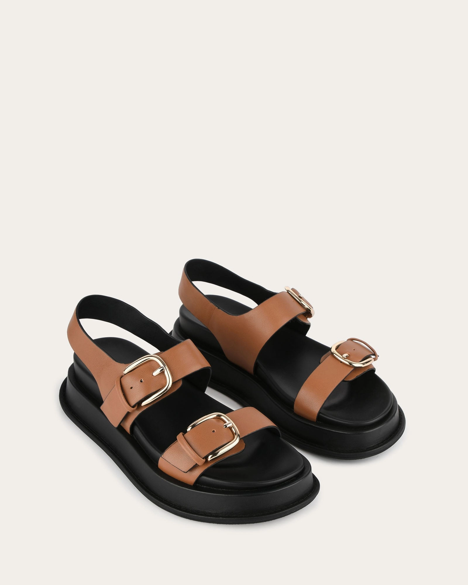 Mabel Flat Sandals Dark Tan Leather Future-Neutral Cool Tones