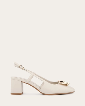 Tone-Driven Dayflow Gear Petra Low Heels Off White Leather
