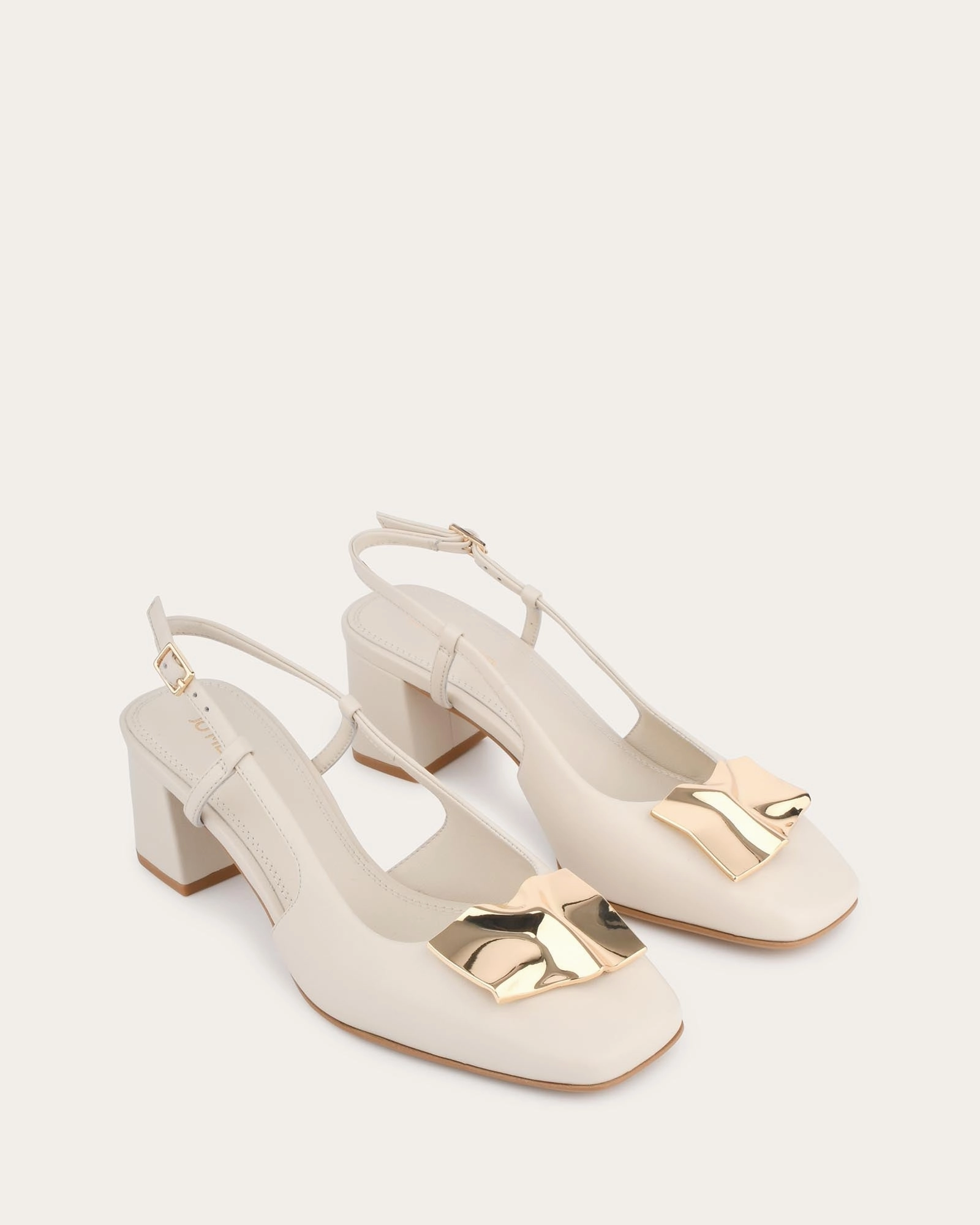 Modern Pattern Petra Low Heels Off White Leather