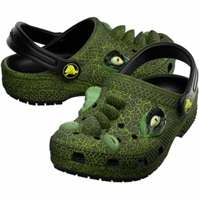 Refined Silhouette Crocs Black Classic Iam Scary Dino Clog