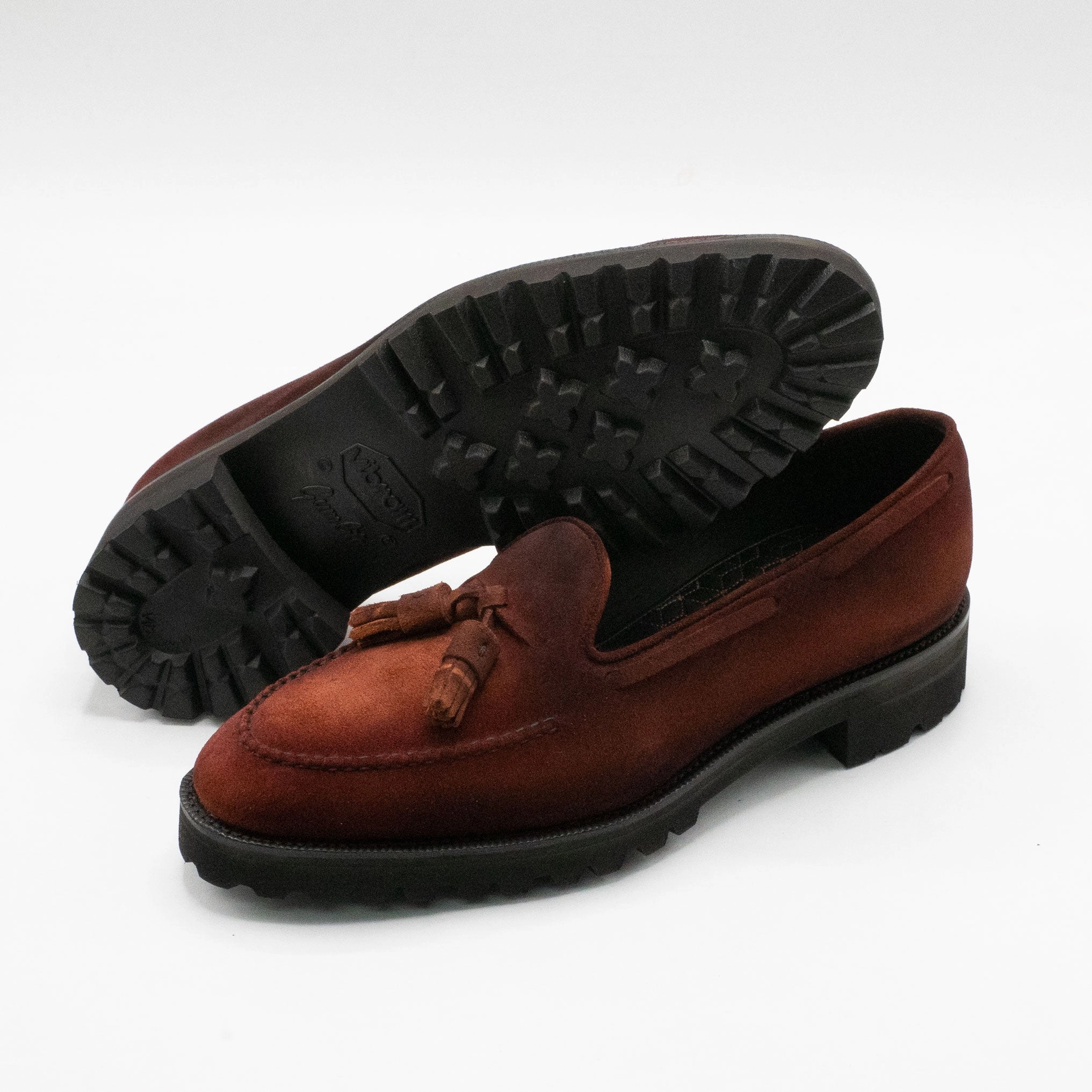 Manolo Tassel Loafer Mto - Dirty Red Suede Core To Explore Structured Freedom