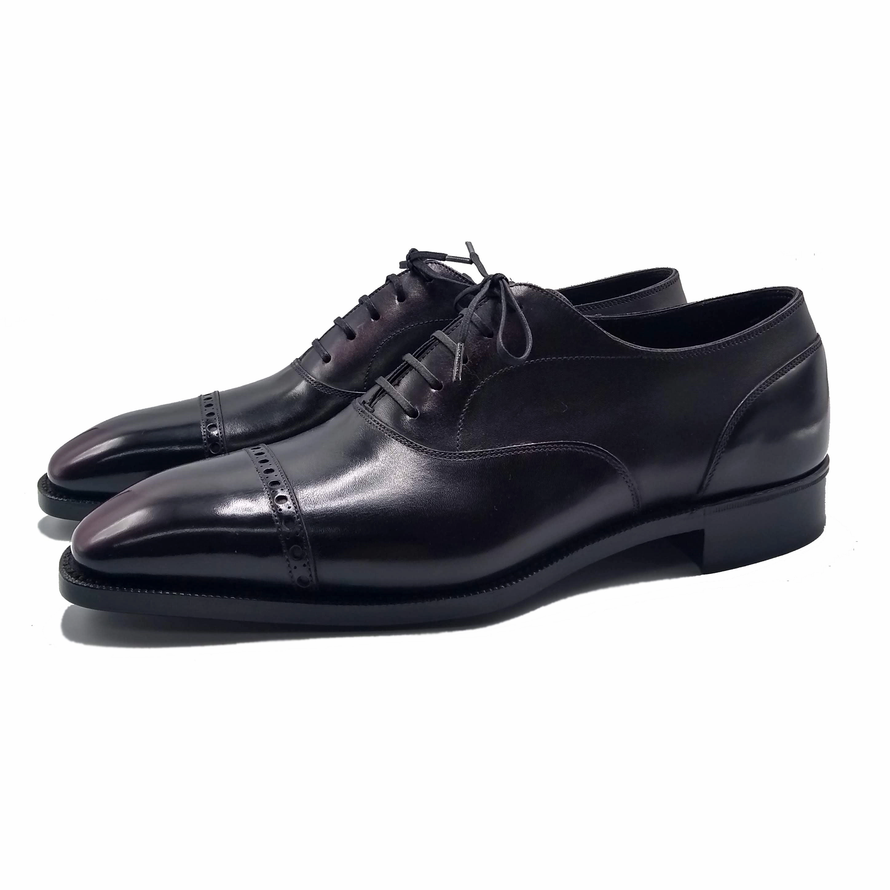 Anywhere Utility Mario Oxford Shoe - Black And Bordeaux Patina