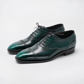 Layered Utility Crafted For Calm Mario Oxford Shoe - Emerald Patina