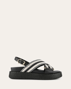 Design-First Future-Ease Marley Flat Sandals Black Multi