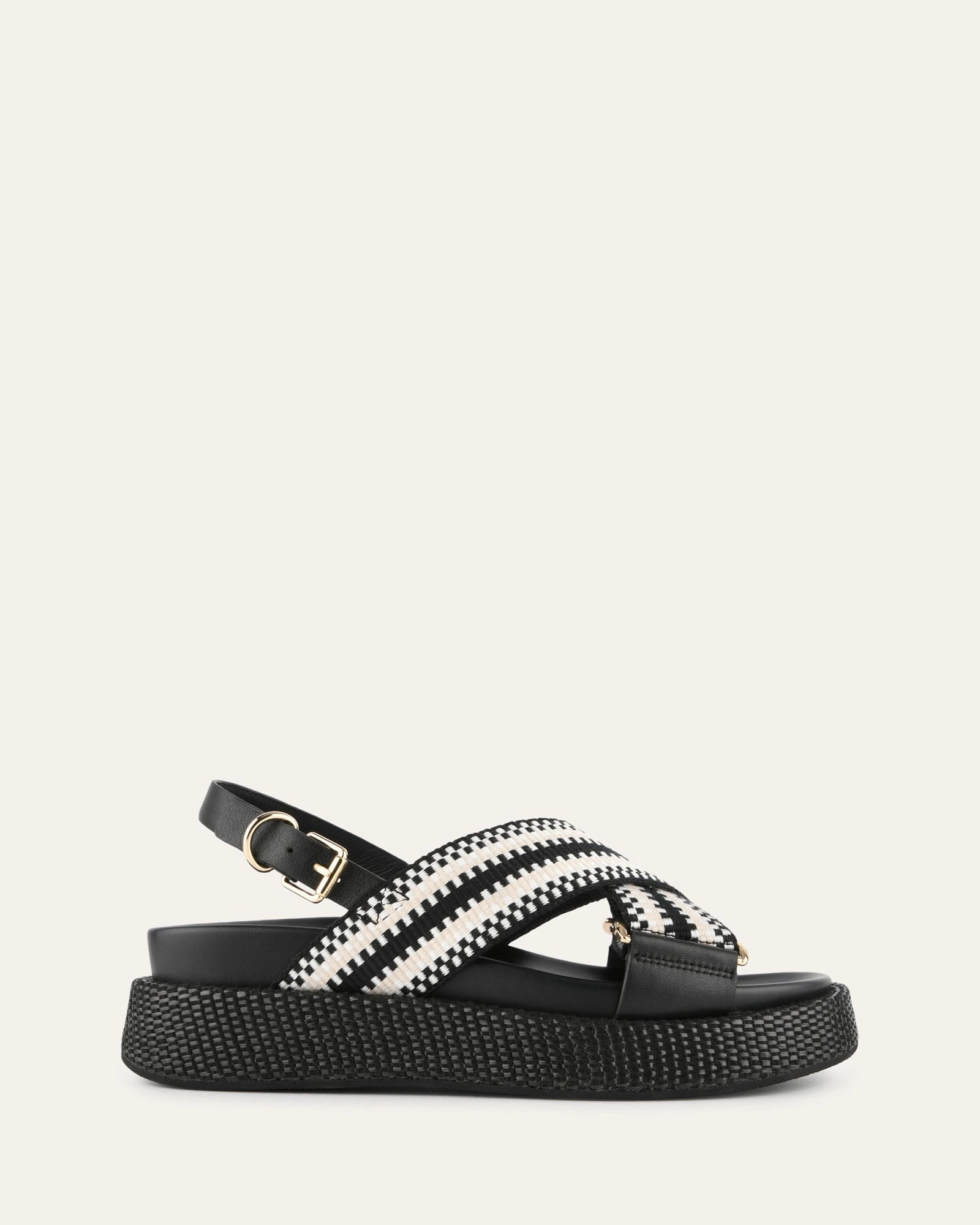 Design-First Future-Ease Marley Flat Sandals Black Multi