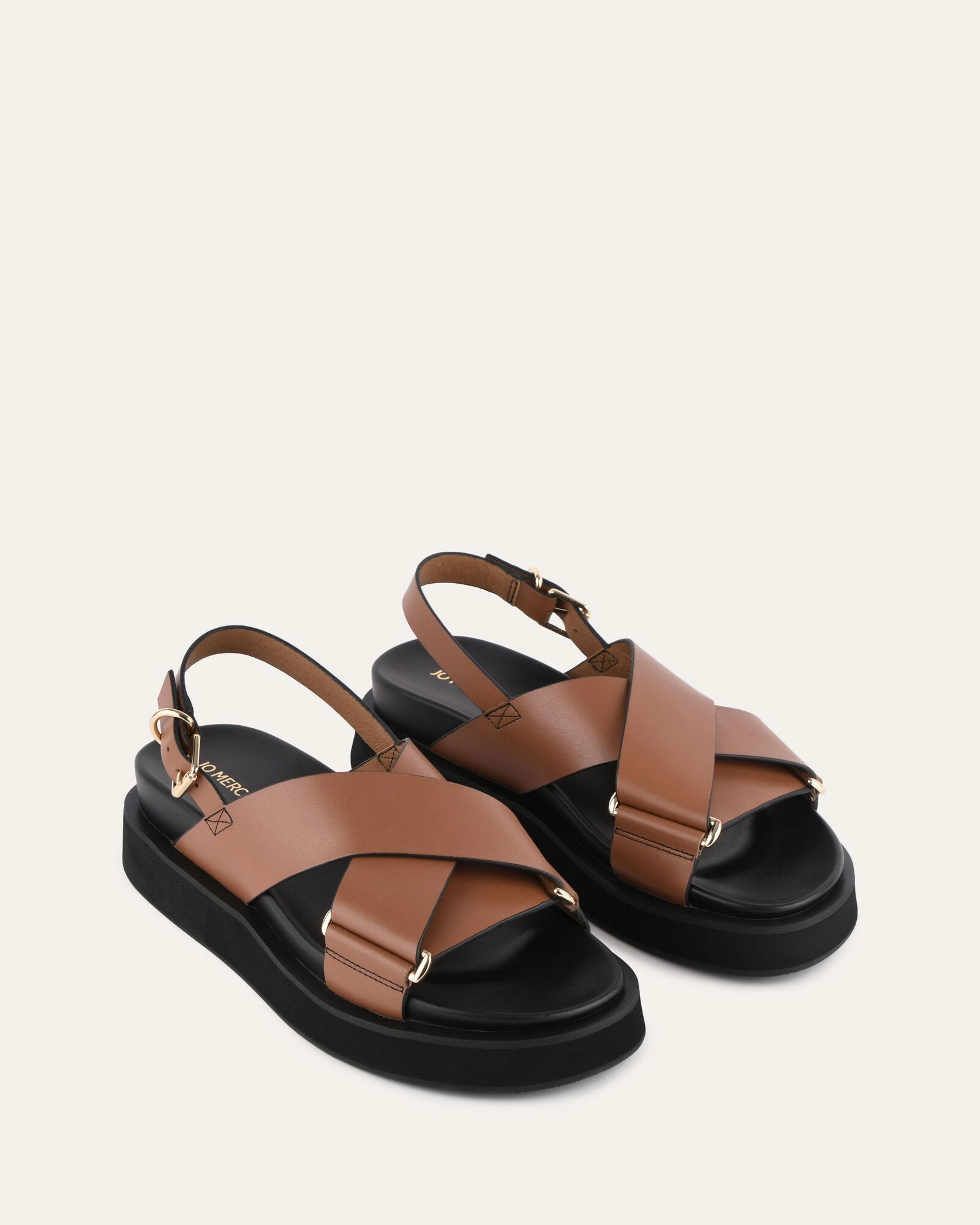 Marley Flat Sandals Dark Tan Leather Seamless City