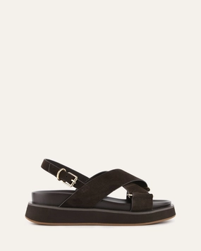 Forward-Looking Fit Marley Flat Sandals Espresso Suede