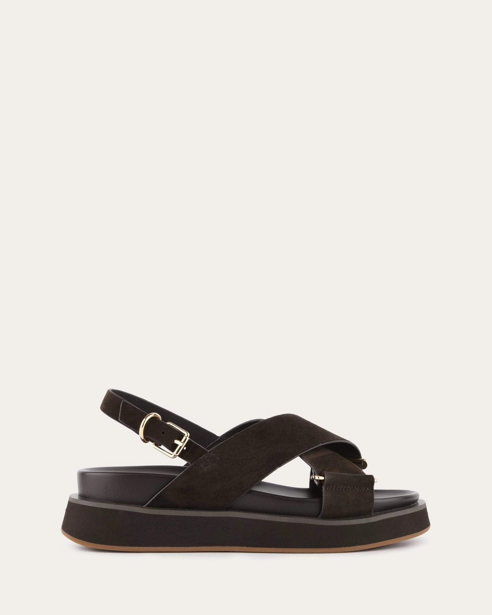 Forward-Looking Fit Marley Flat Sandals Espresso Suede
