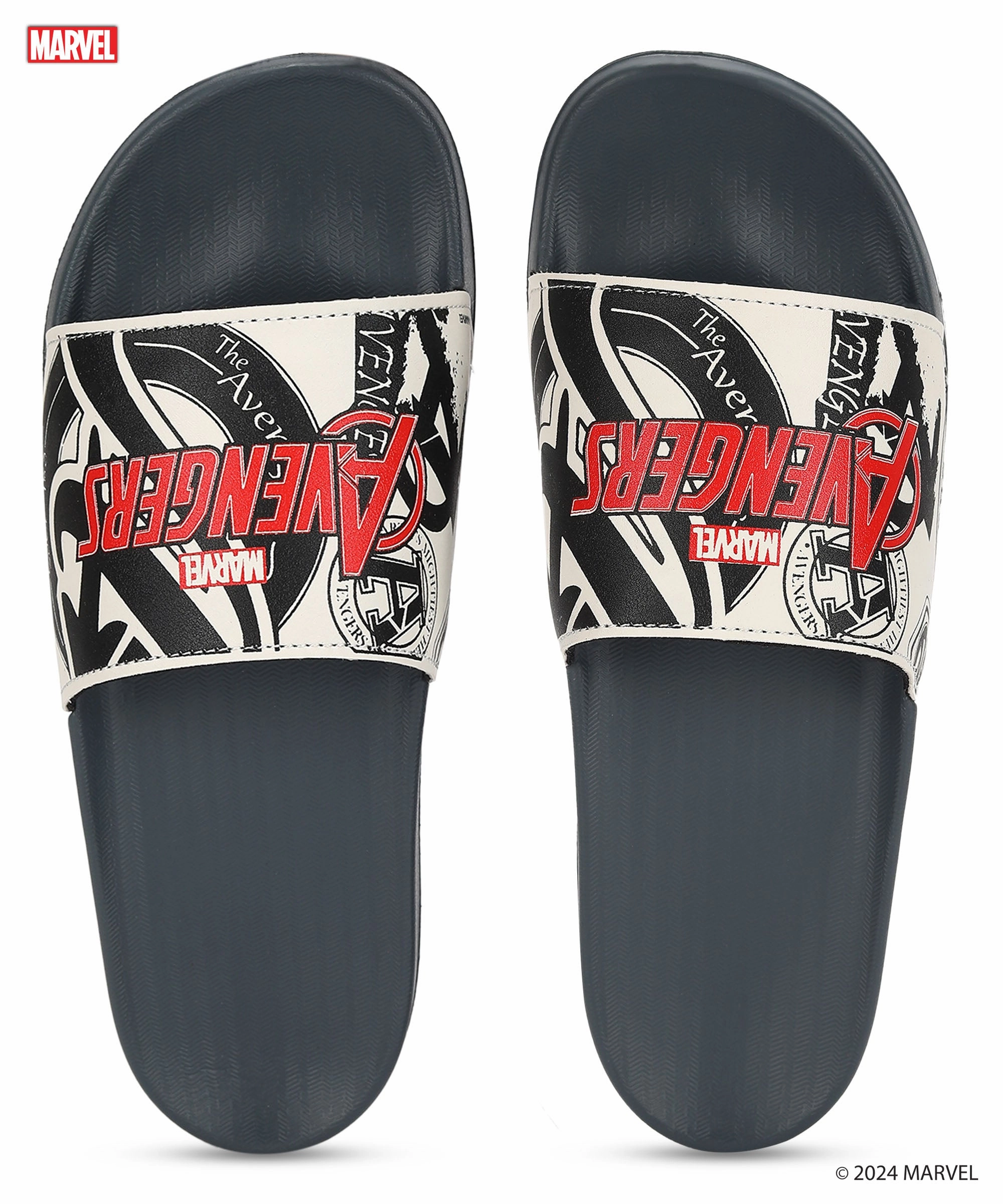 Engineered Simplicity Marvel Avengers' Evmk10921G Men'S White Sliders | Trendy Sliders With Durable & Cushioned Sole Construction | Waterproof & Lightweight, Perfect For Everyday Casual Wear