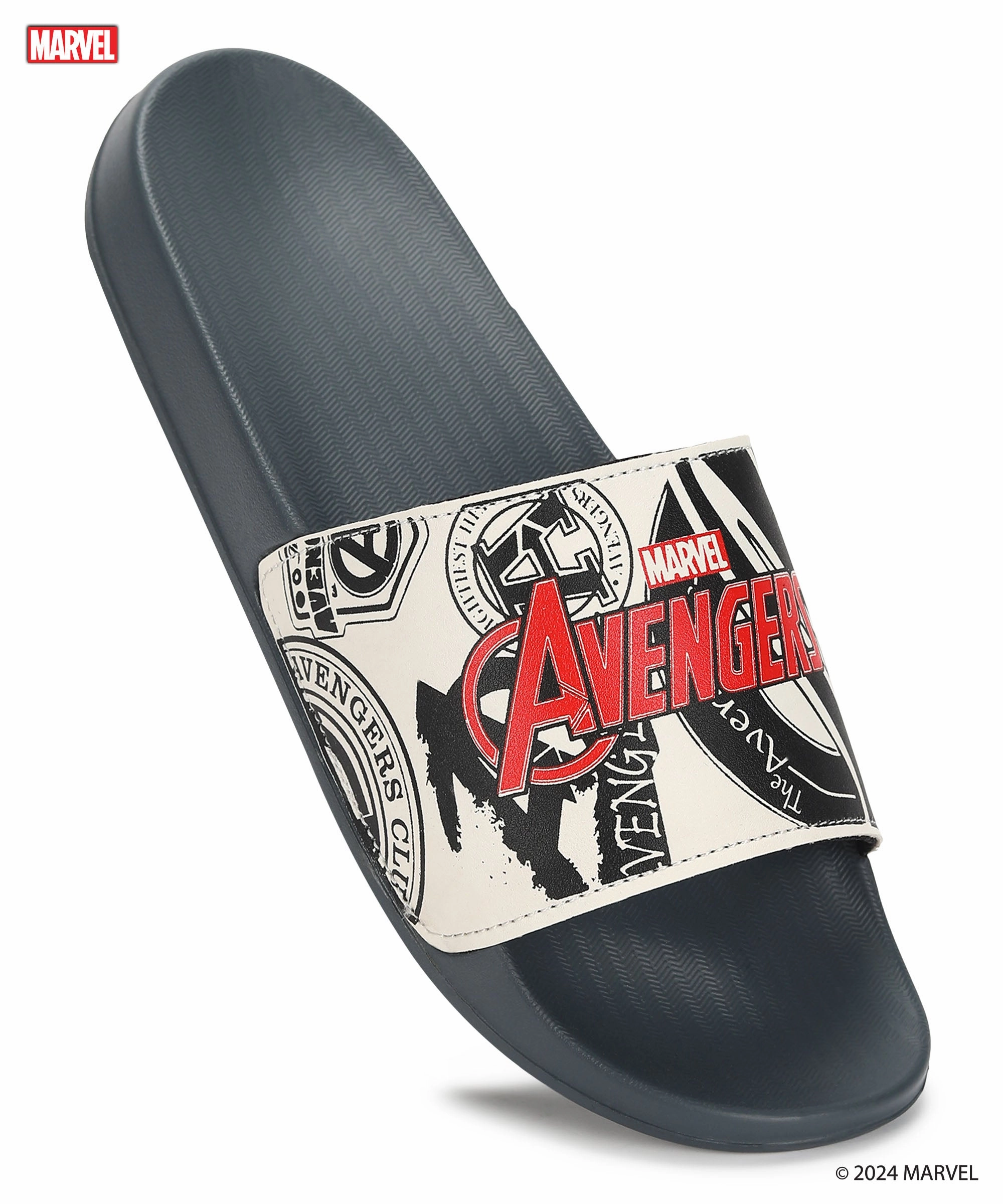 Marvel Avengers' Evmk10921G Men'S White Sliders | Trendy Sliders With Durable & Cushioned Sole Construction | Waterproof & Lightweight, Perfect For Everyday Casual Wear Signature Look