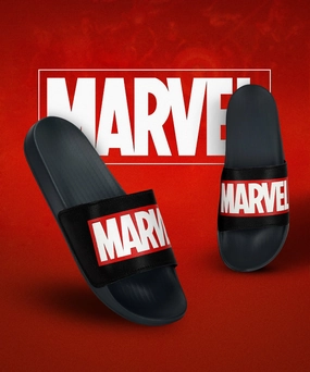 Marvel Evmk10922G Men'S Black Sliders | Trendy Sliders With Durable & Cushioned Sole Construction | Waterproof & Lightweight, Perfect For Everyday Casual Wear Designed For Ease