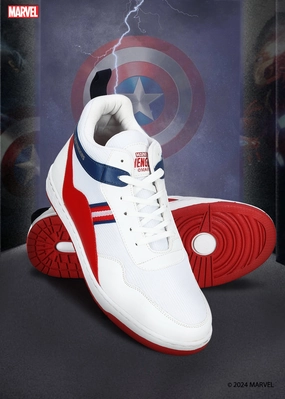 Marvel Men'S White Casual Sneakers | Cushioned & Lace Up Outdoor Style Tailored For Life