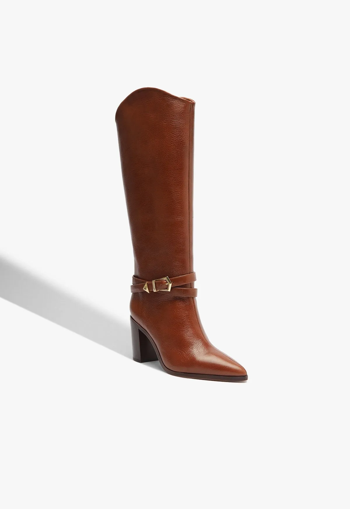 Maryana Belt Block Leather Boot Bold Details