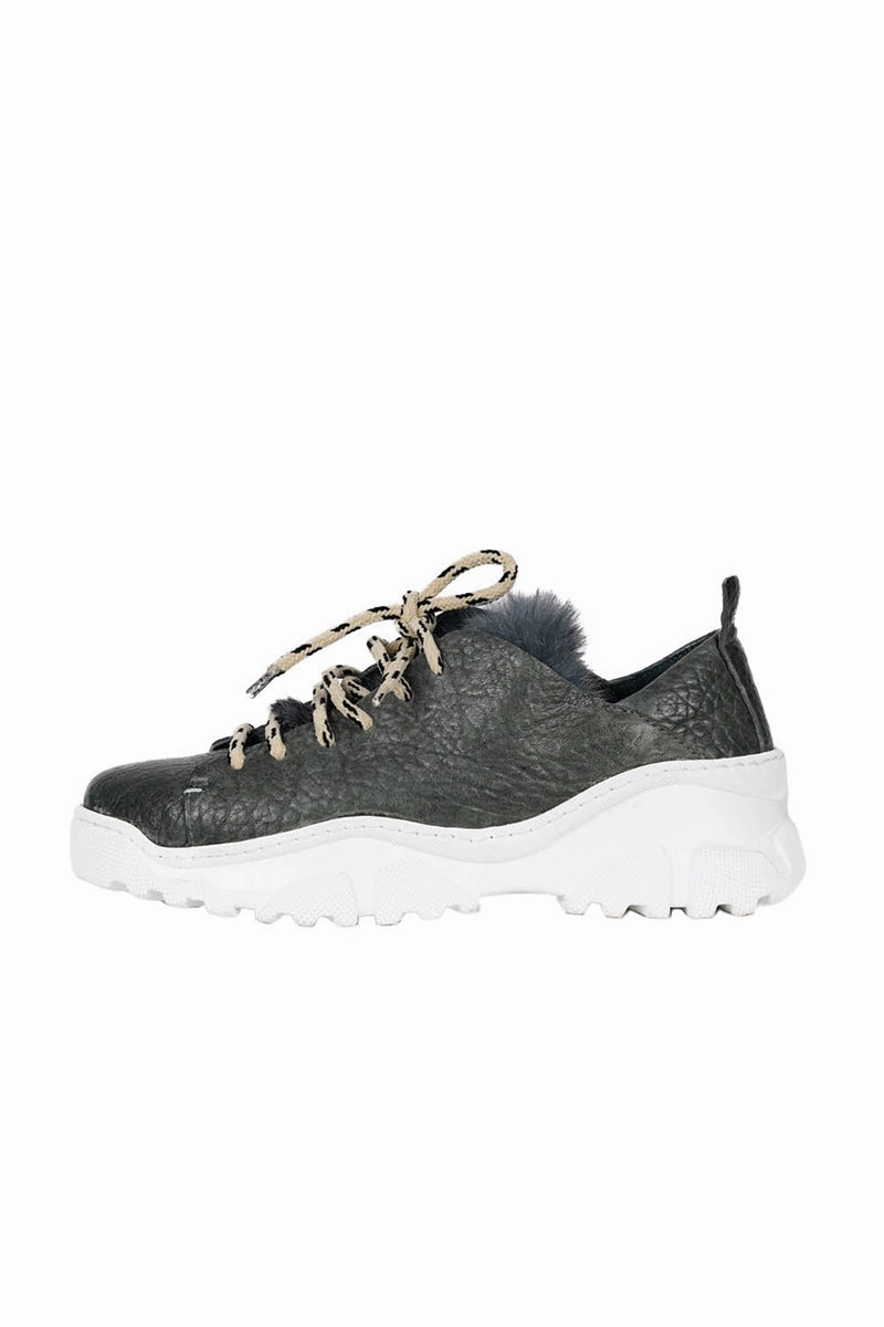 Precision Style Flow-Wear Future Matte Bovine Granellato Leather Sneaker In Lava