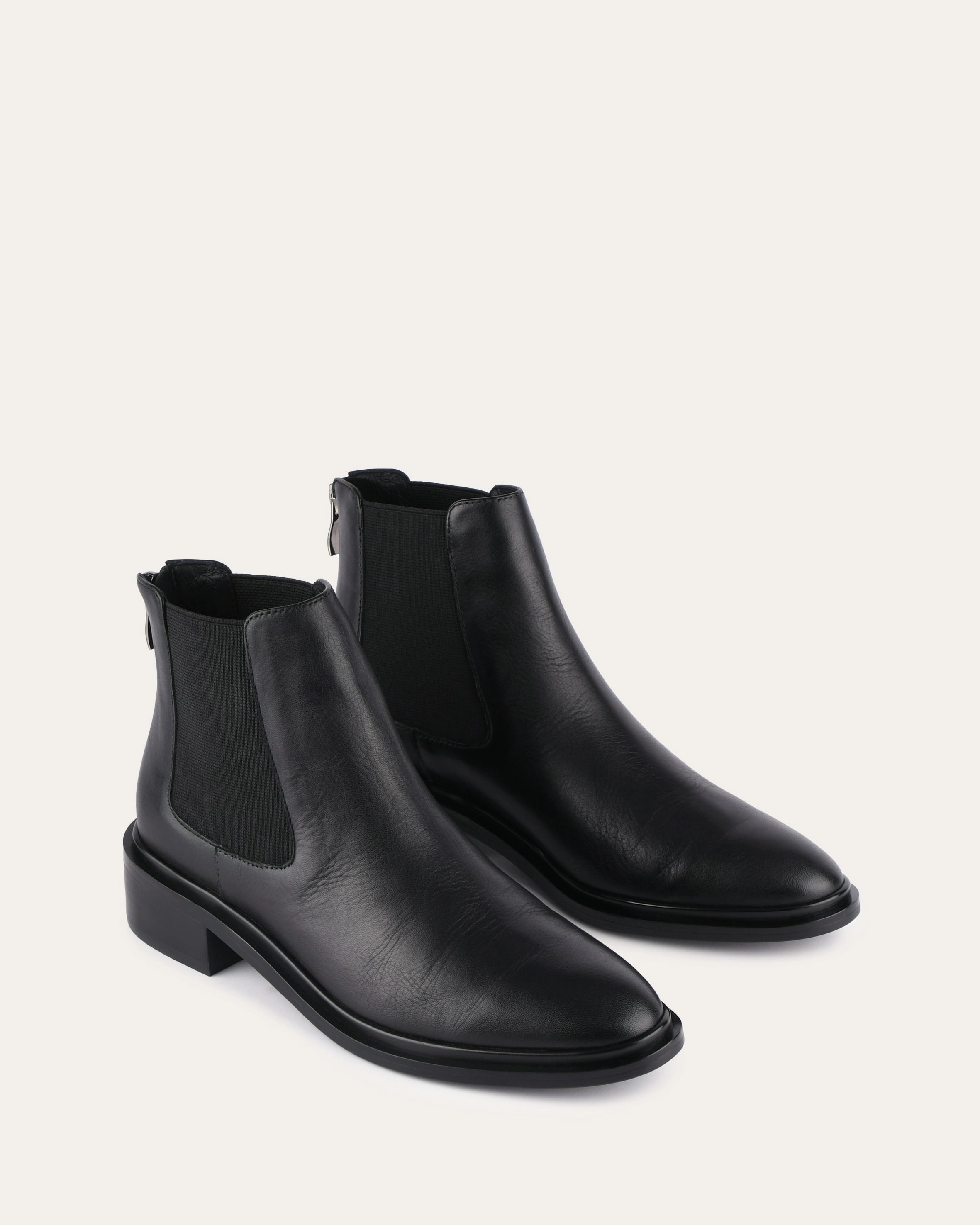 Universal Pieces Melrose Flat Ankle Boots Black Leather